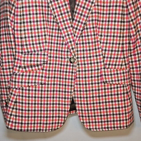Talbots Shetland Wool Multi Color Plaid Elbow Patch Lined Blazer BWOT - Picture 4 of 13